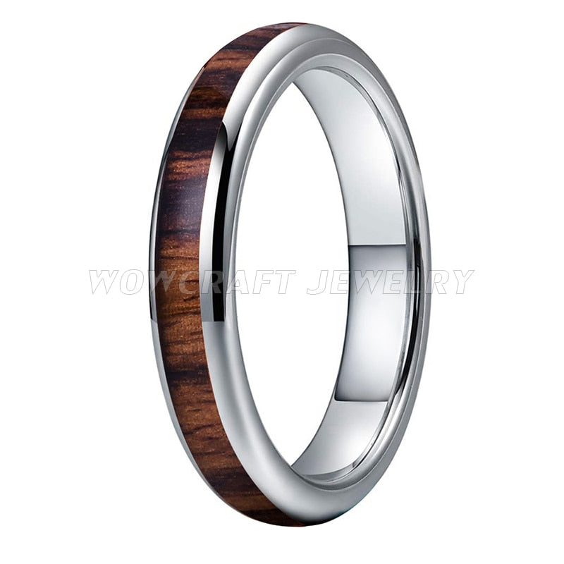 4mm, 6mm or 8mm Silver Thread-like Inlay Tungsten Unisex Ring