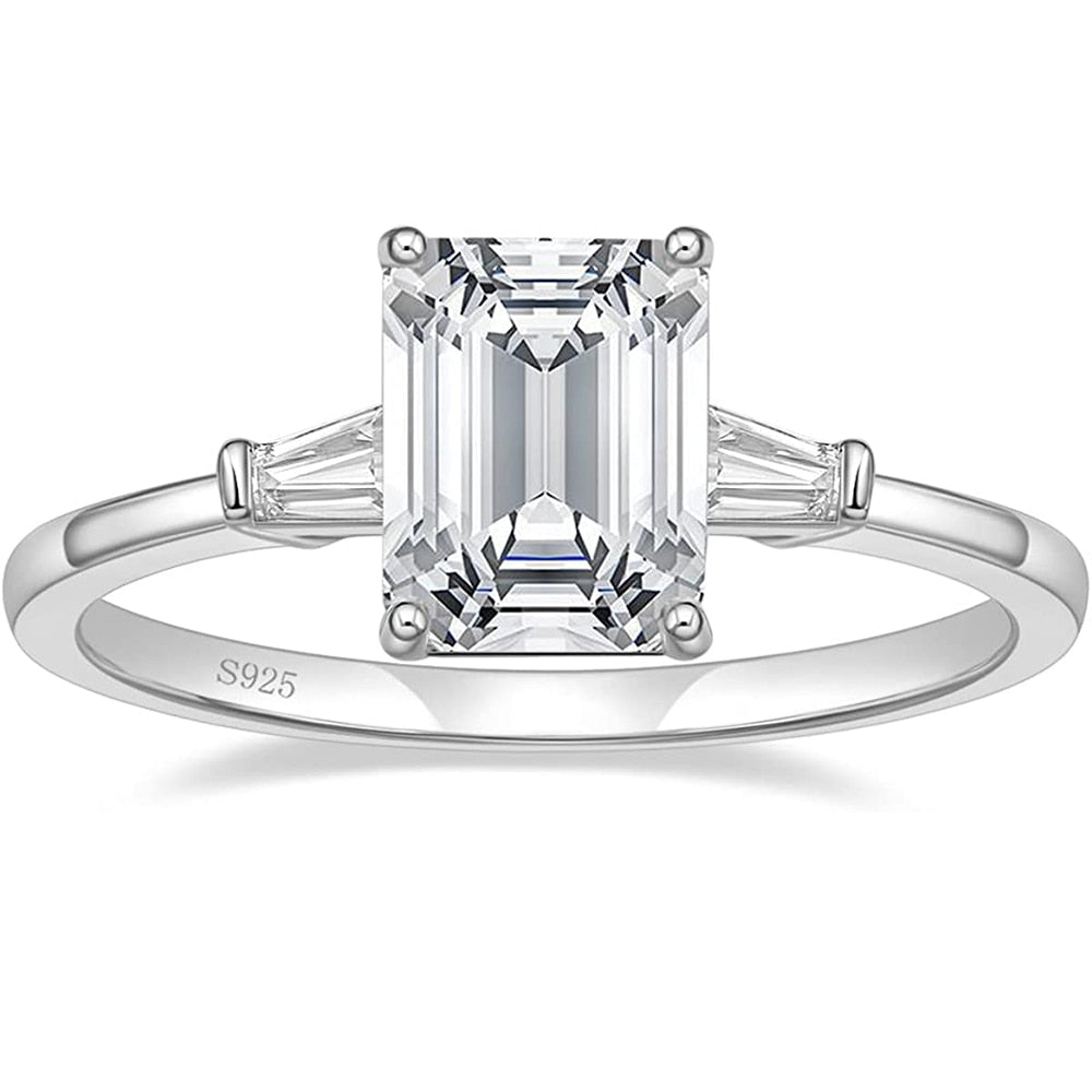 Emerald cut cubic zirconia on sale ring