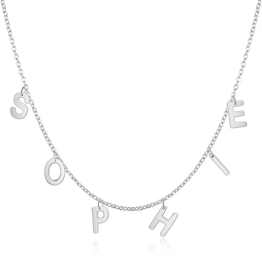 Personalized Womens Silver Monogram Necklace