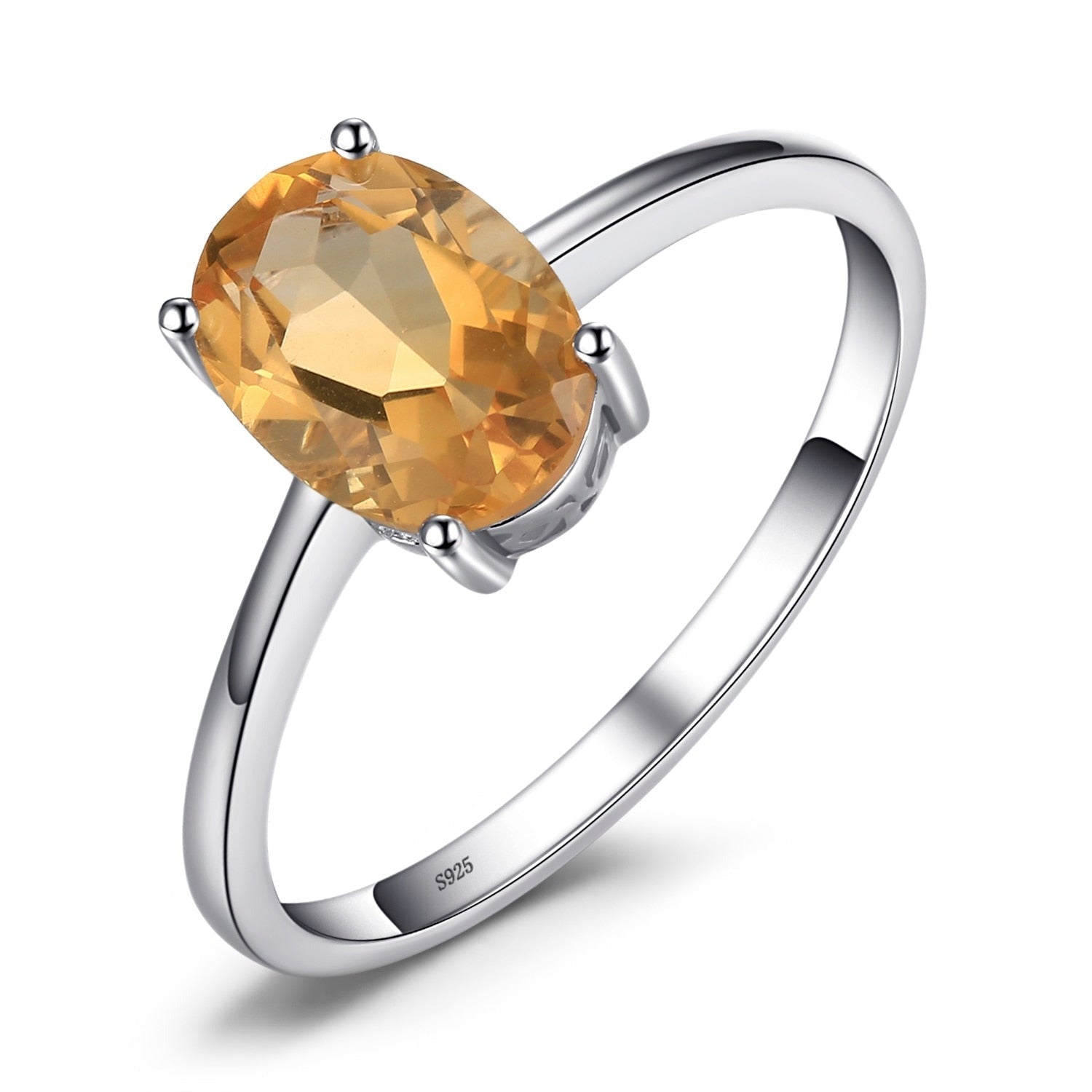 Oval Yellow Natural Citrine 925 Sterling Silver Women's Ring