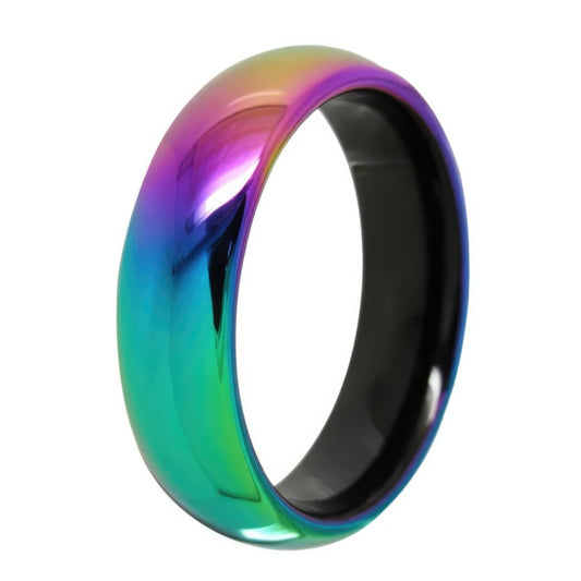 6mm Rainbow Colorful Shiny Polished Unisex Tungsten Ring