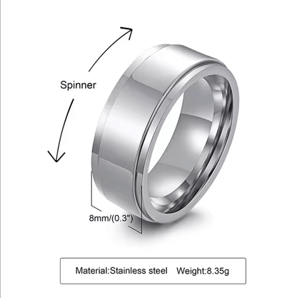 6mm, 8mm Personalized Custom Engraving Unisex Spinner Ring (4 colors)