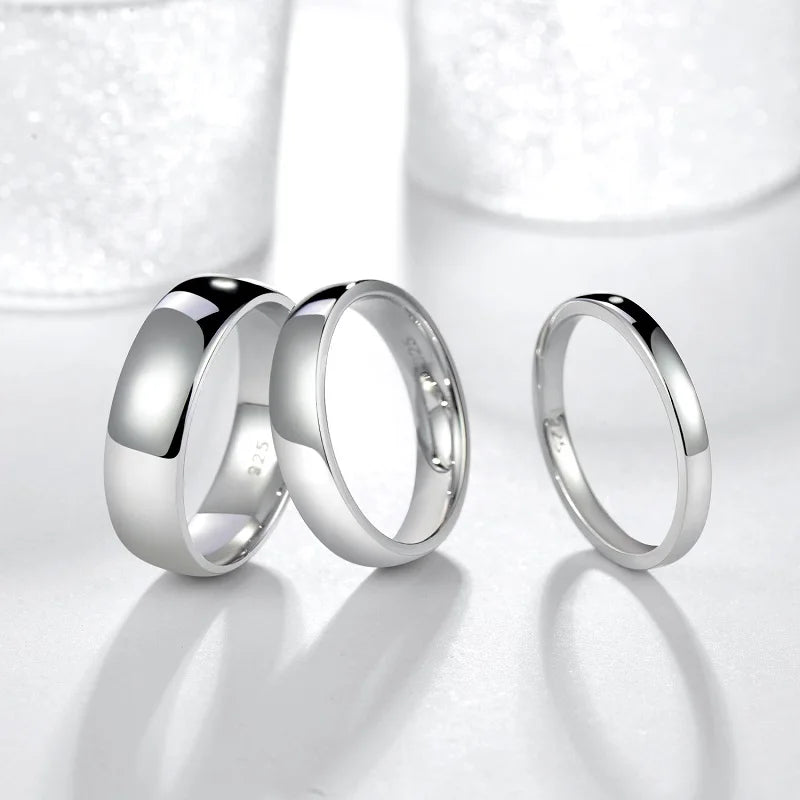 2mm, 4mm, 6mm High Polished 925 Sterling Silver Unisex Rings
