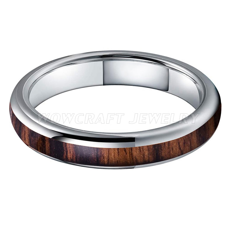 4mm, 6mm or 8mm Silver Thread-like Inlay Tungsten Unisex Ring