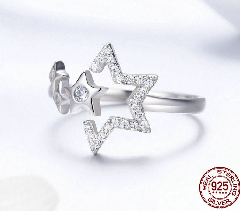 Dazzling Stars 925 Sterling Silver Women's Ring