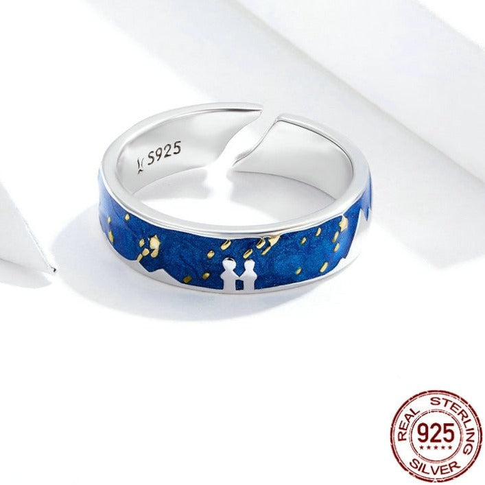 Meteoric Shower Blue & 925 Sterling Silver Women's Ring