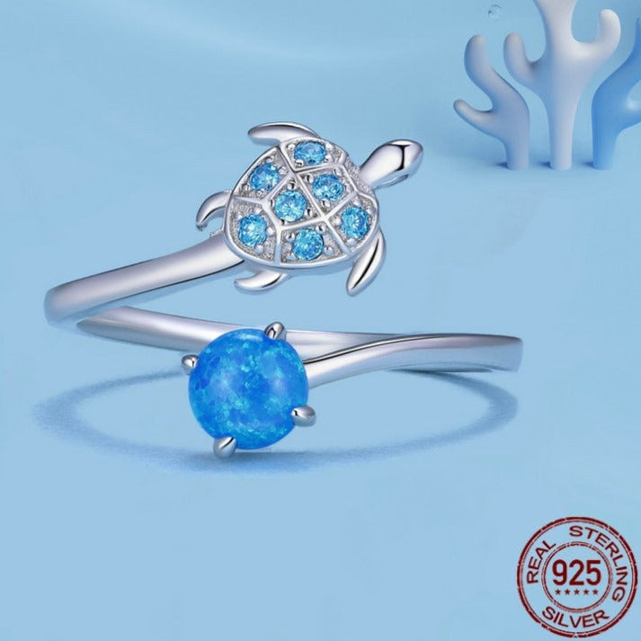 Blue fire opal 2025 turtle ring