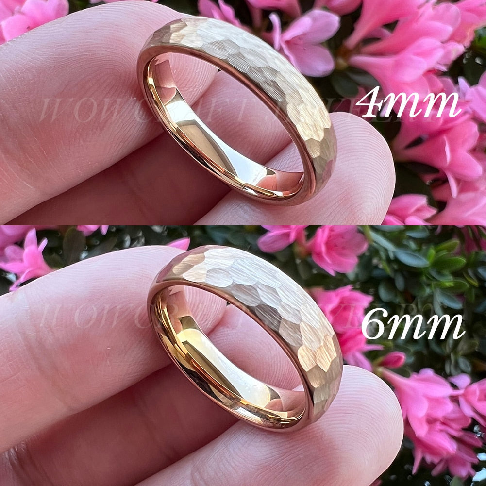 Handmade Elvish Ring Rose Gold Anniversary Band buy Dome Shape Polished Titanium Ring Promise Rings- 4mm