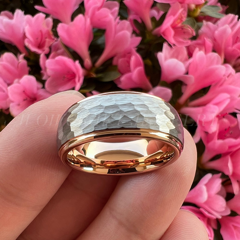 Hammered rose deals gold ring