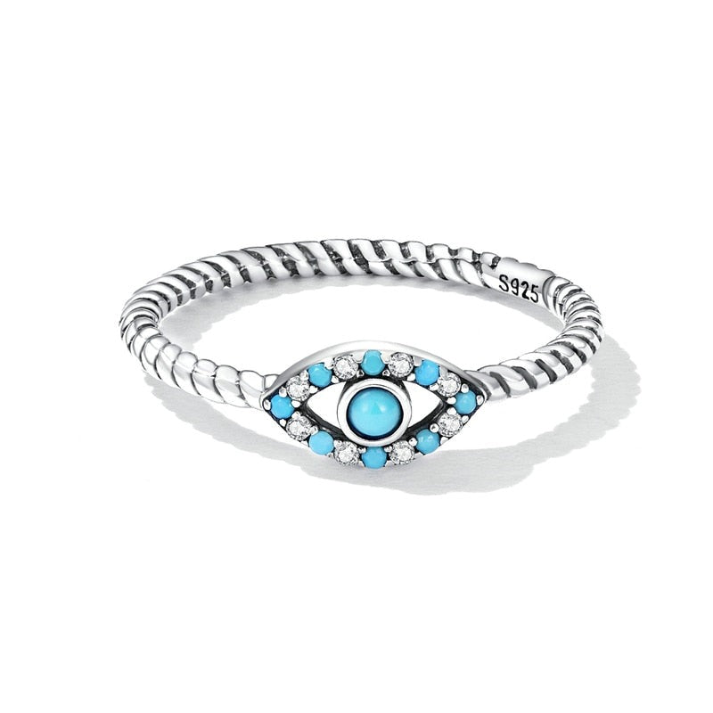 Turquoise evil eye ring store - silver 925