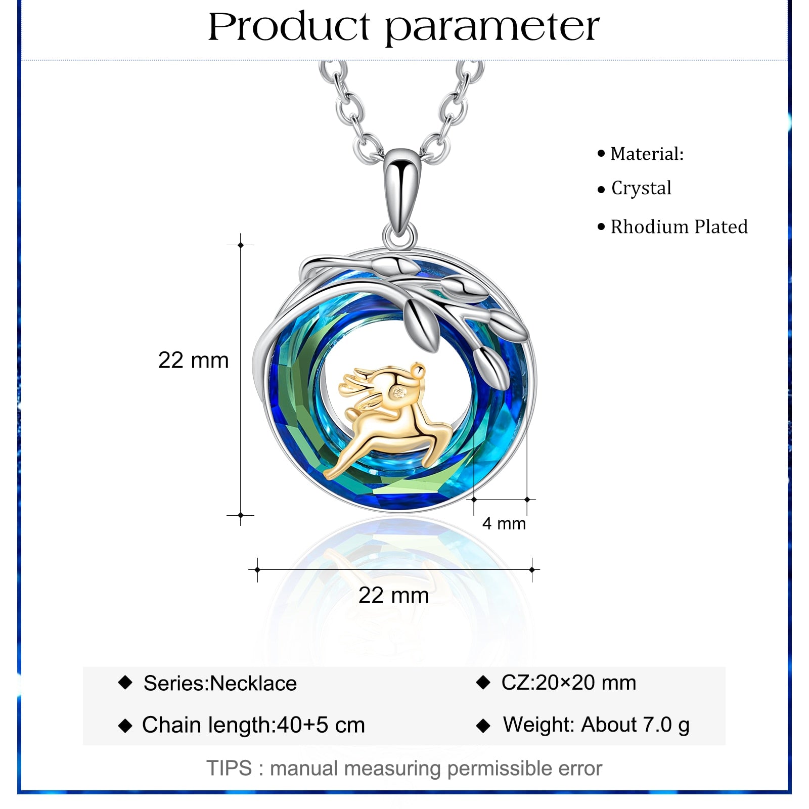 Animal Blue Crystal Pendants Women's Copper Necklace (6 Styles)