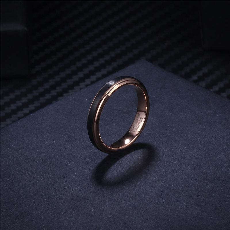 Rose Gold Mens Tungsten Ring, Black Faceted Wedding Band, Engagement newest Ring, Promise Ring, Anniversary Ring