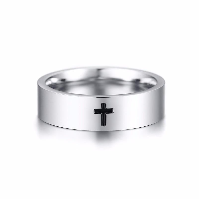 6mm Wedding Band, Personalized Engraved Cross Spinner Stainless