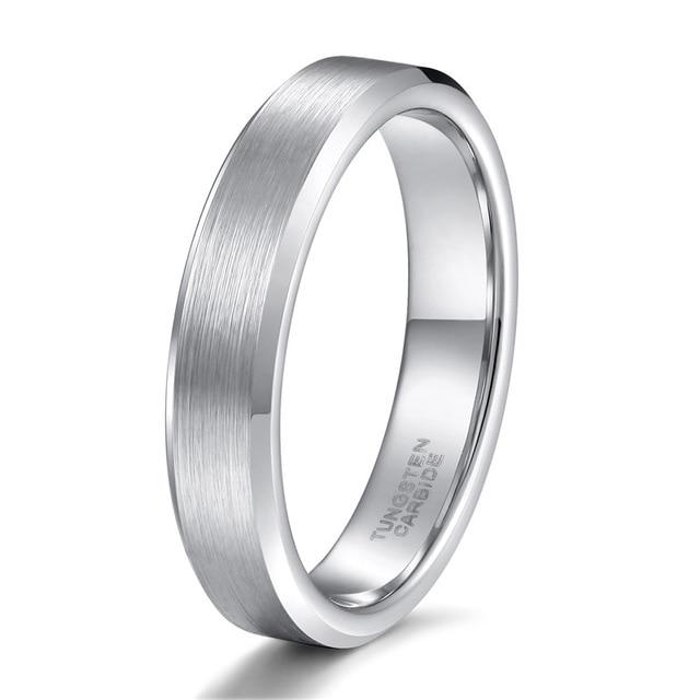 Tungsten Wedding Band, 4mm Tungsten Band, Wood Silver Tungsten Band, Valentines 2024 Day, Comfort Fit, Unisex Tungsten, Couples Promise Ring