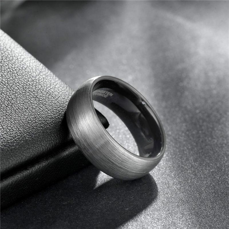 Black Flat Tungsten Ring 6mm Beveled Edge Wedding Band popular Personalized Engraved