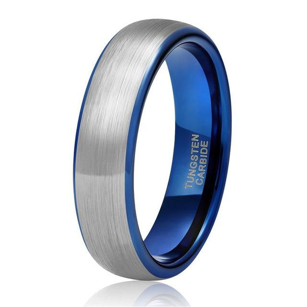 Blue Tungsten discount Wedding Band Personalized 6mm Tungsten Ring Engraving