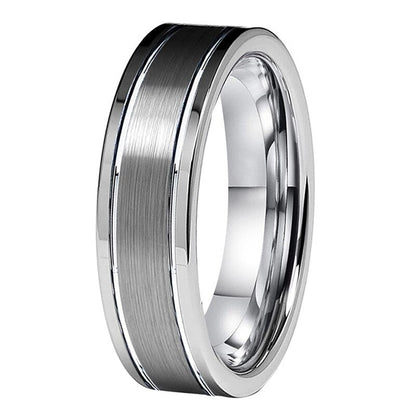 6mm Double Grooved Tungsten Carbide Rings for Women Brushed Finish Highest Quality Wedding Band