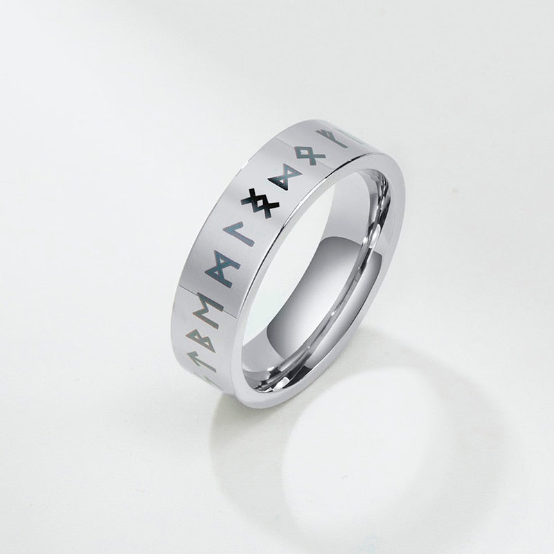 8mm & 6mm Nordic Viking Runes Unisex Ring