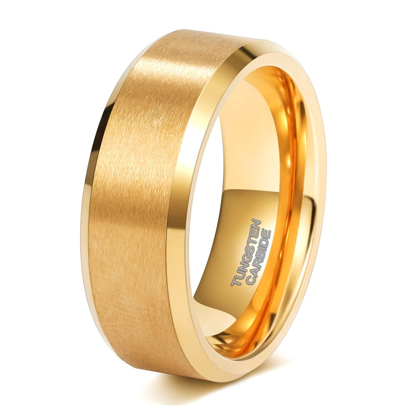 Brushed retailer Gold Tungsten Wedding Band Dome 4mm Gold His and Her's Tungsten Ring