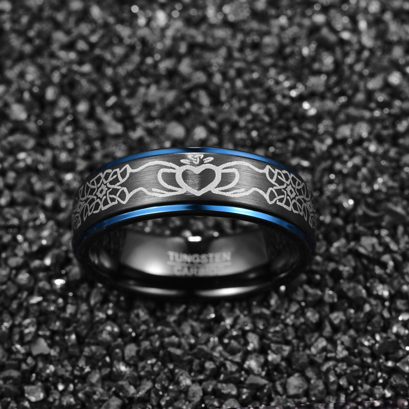 8mm Claddagh Design Celtic Tungsten Unisex Ring