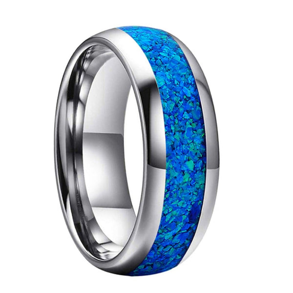 4mm, 6mm or 8mm Silver Thread-like Inlay Tungsten Unisex Ring