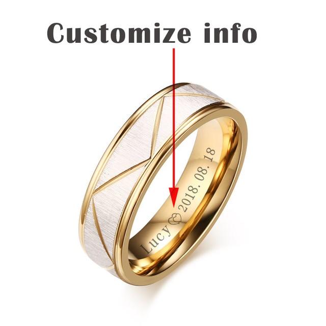 6MM Stainless Steel Wedding Band Rings, His and Hers Personalize Engrave Two selling Tone Gold Plated Wedding Ring, Promise Ring