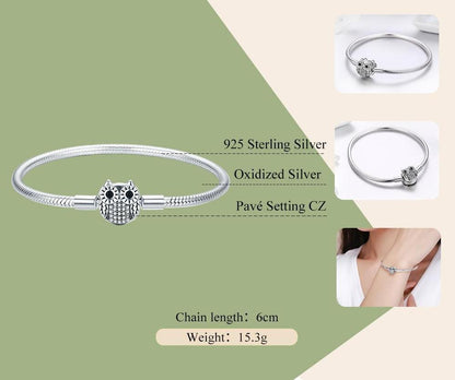 Cute Owl 925 Sterling Silver Bracelet