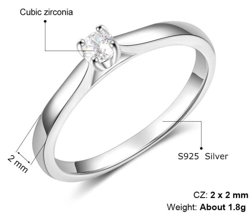 Elegant Cubic Zirconia 925 Sterling Silver Womens Ring