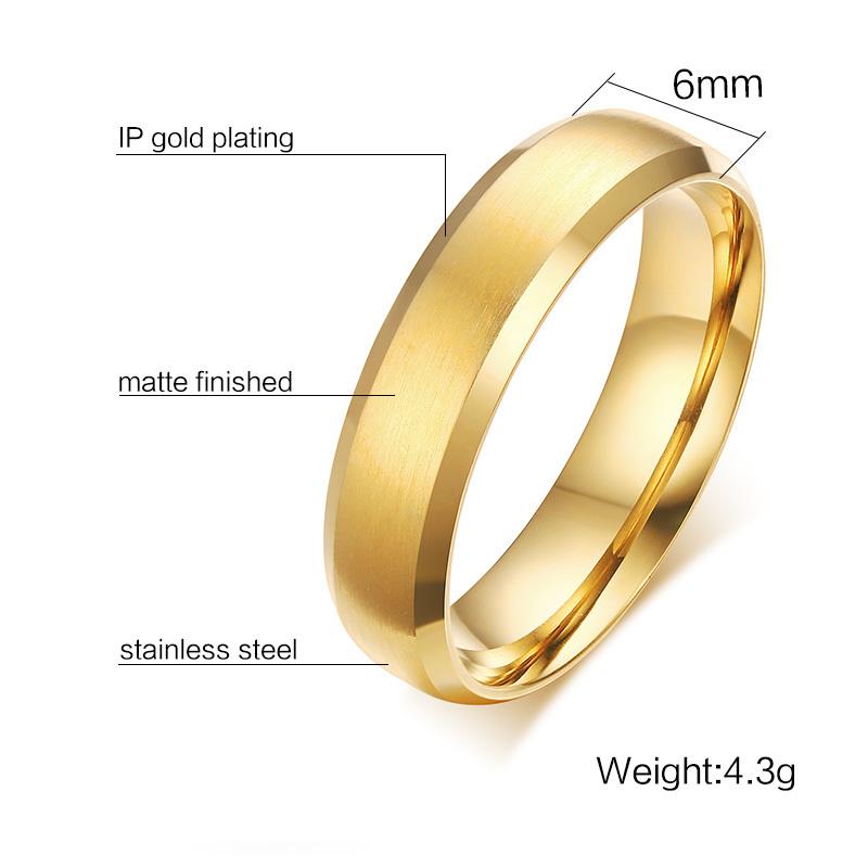 6mm deals King and Queen Rings, His & Hers Stainless Steel Wedding Ring, Personalized Two Tone Gold Plated Stainless Steel Anniversary Ring Set