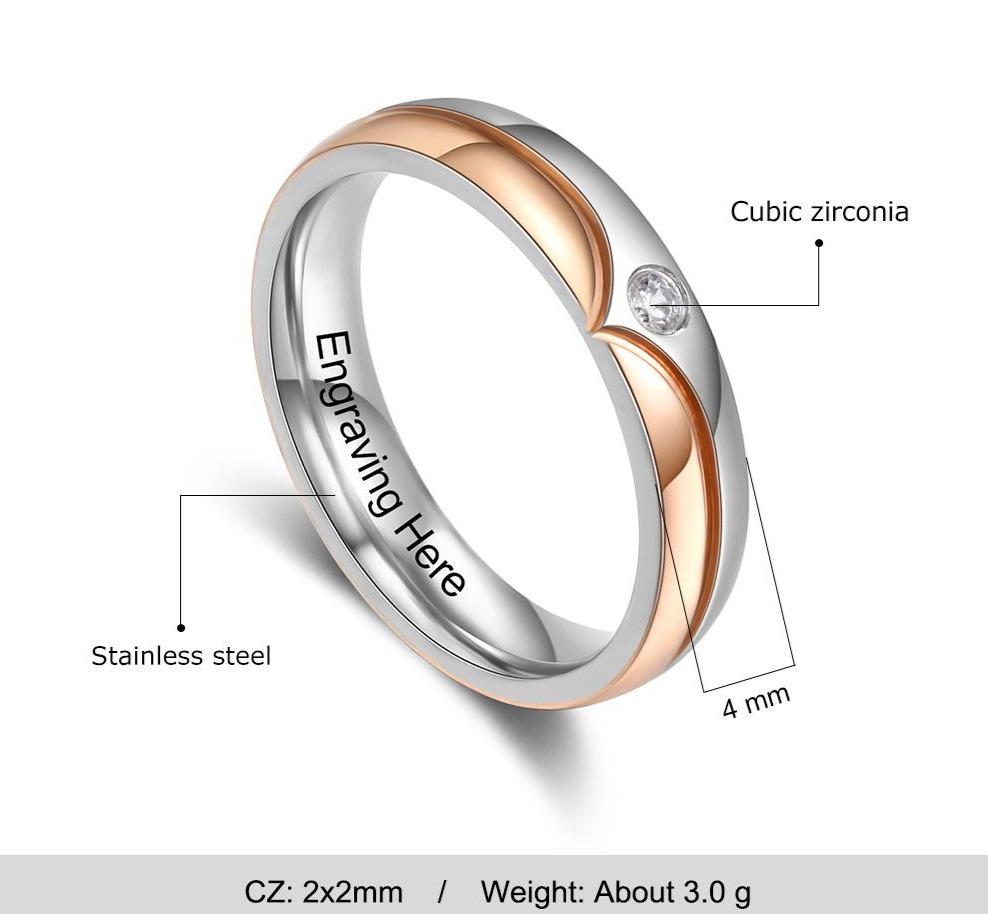 Couples Rings, Personalized Engrave 2024 His Beauty and Her Beast Rings, Personalized Engrave Stainless Steel Ring, His Beauty Her Beast, SSR601