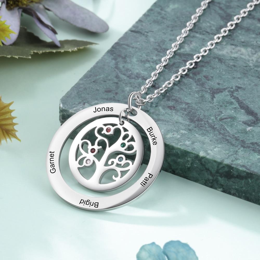 Cheapest Name Chain Tree of Life Necklace Godchild Engraving Jewelry 925 Sterling Silver Gift Grott Godmother Gift Idea Silver Jewelry with Text