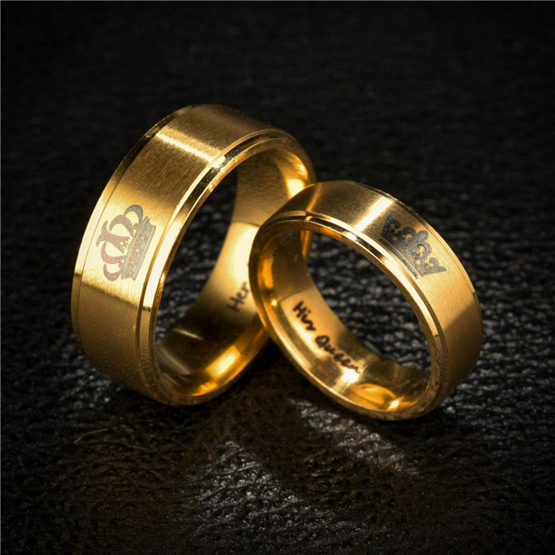 Zinc Alloy Gold & Black JewelEMarket His Queen Her King Couple Rings Set  -1004379 at best price in Mumbai