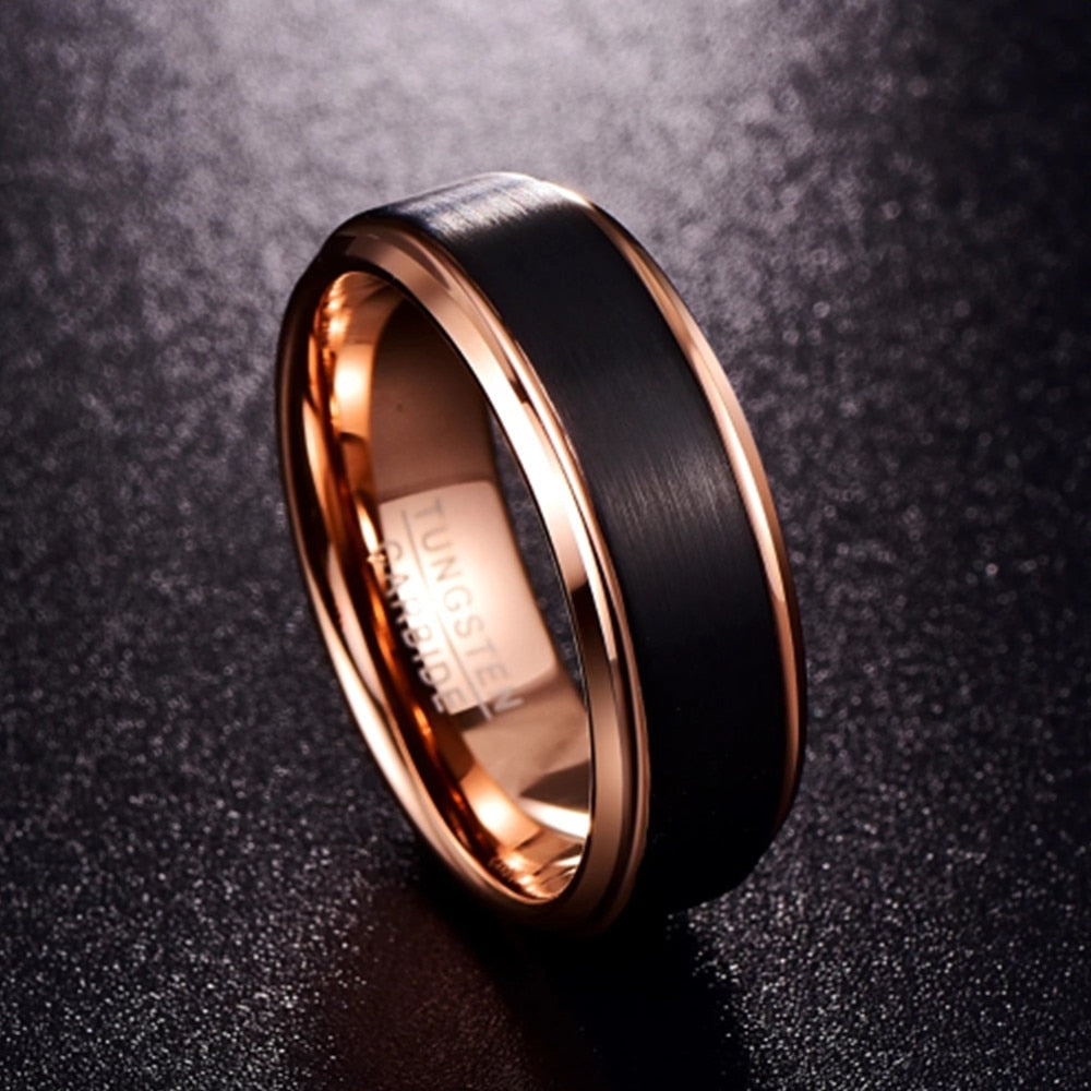 GUNMETAL cheapest Tungsten Ring, Rose Gold Wedding Band 8mm 18K, Wedding Ring, Engagement Ring, Promise Ring, Rings for Women, Rings for Men