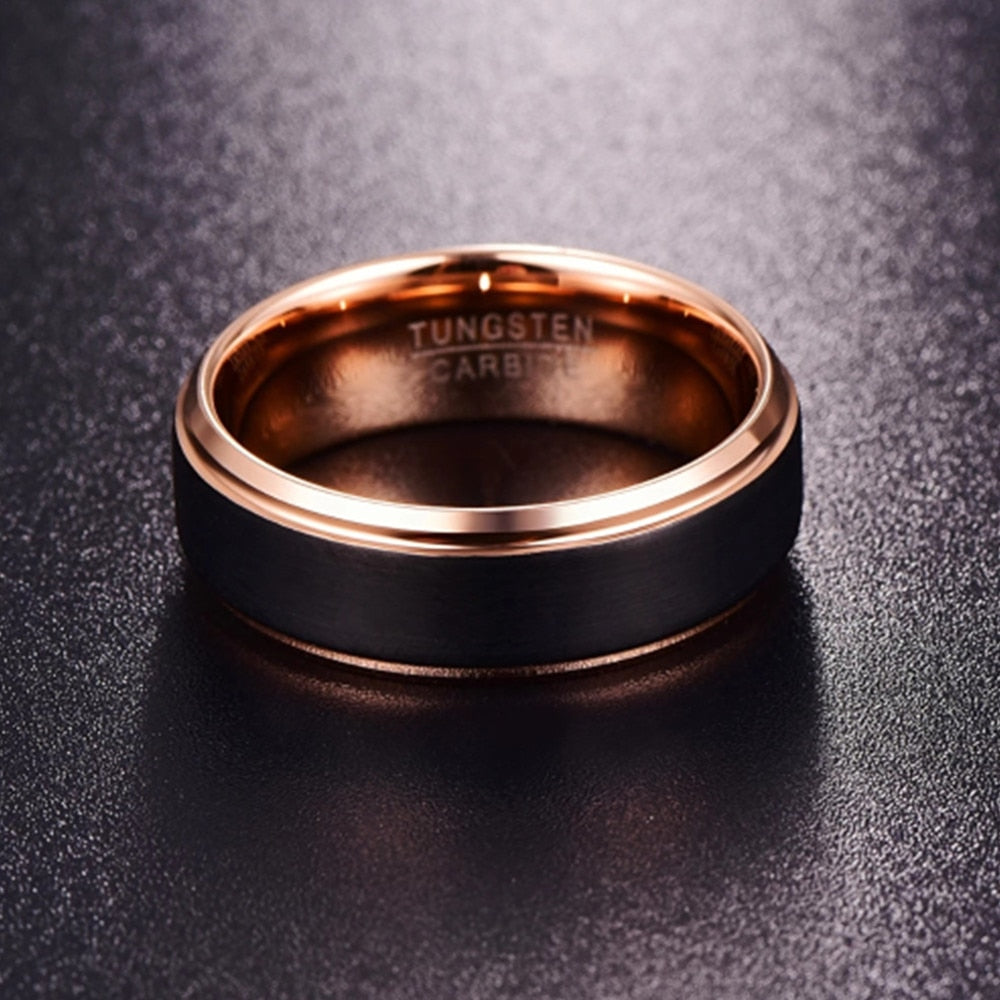 4mm Personalized Tungsten Wedding Band, Rose Gold IP Plated Tungsten Ring, Skinny Ring, Classic Dome outlet ,Men's or Women's Wedding Band