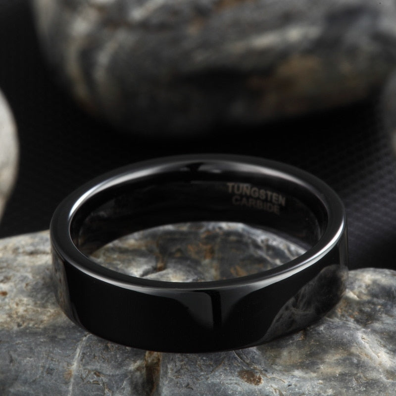 Unisex outlets Tungsten Black on Polished Black Rings